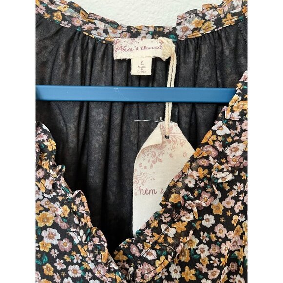 NWT Hem & Thread Floral Tiered Long-Sleeve Boho Maxi Dress – Size Large - Picture 9 of 12